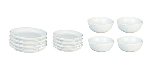Dishware Set, Four Place Settings with bowls, White