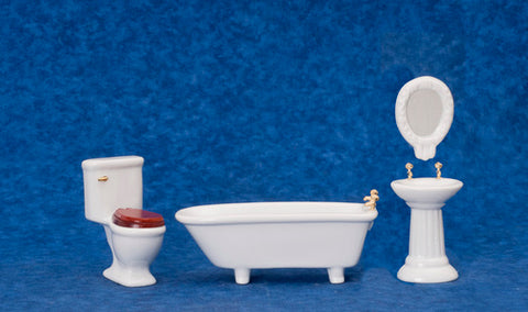 Bathroom Set, Four Piece, White Ceramic