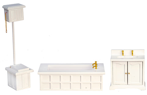 Victorian Wooden Bathroom Set, White