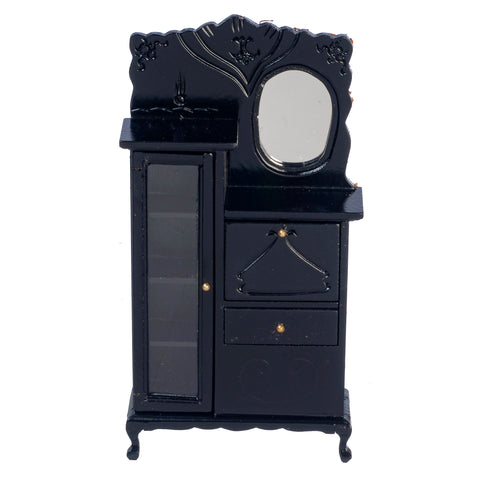 Side by Side Dresser with Mirror, Black