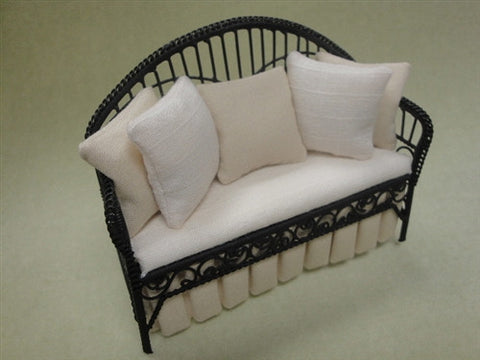 Metal Wicker Daybed Settee, Off White