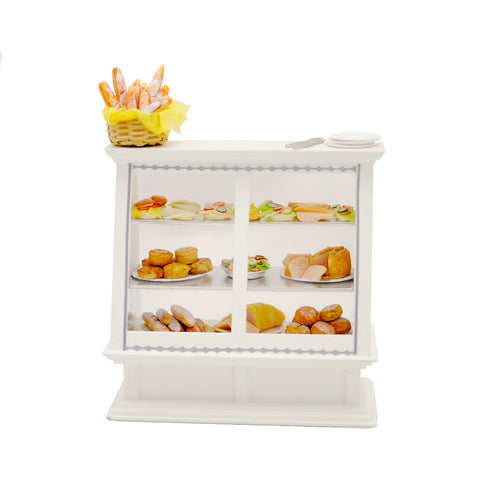 Deli Case Filled with Breads, Cheeses and Meats