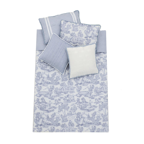 Bed Linens, Single, Grey and White Toile