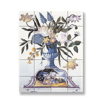 Picture Mosaic Tile Sheet, Urn with Flowers #2