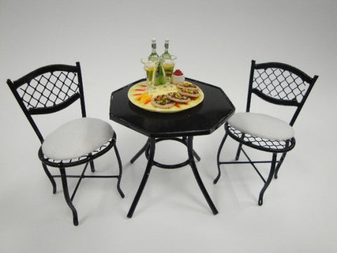 Table and Chairs, Black Metal Bistro Style