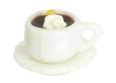 Hot Chocolate in Cup and Saucer, Whipped Cream