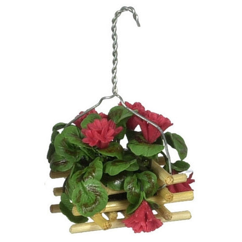 Hanging Basket of Red Geraniums