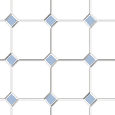 Tile, White with Blue Diamonds