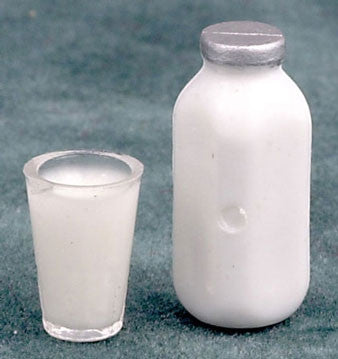 Milk, Glass Quart and Glass, Old Fashioned Style