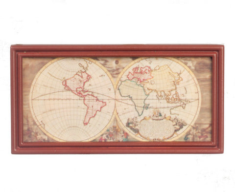 Ancient Map with Wood Tone Frame