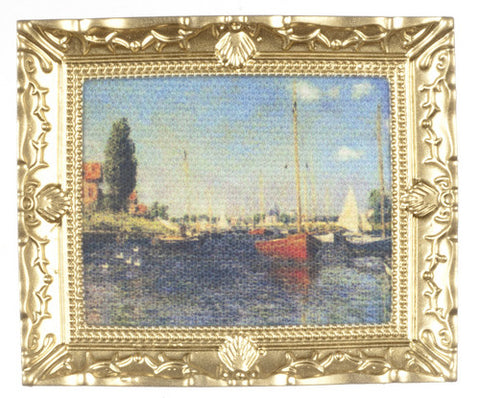 Framed Monet Painting with Sail Boat