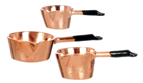 Set of Three Copper Pots