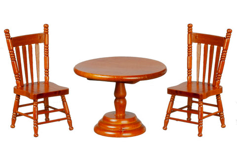 Round Table and Two Chairs, Walnut Finish, Limited Stock