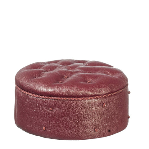 Ox Blood Leather Tufted Ottoman