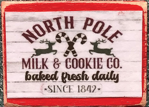 North Pole Cookies and Milk Sign