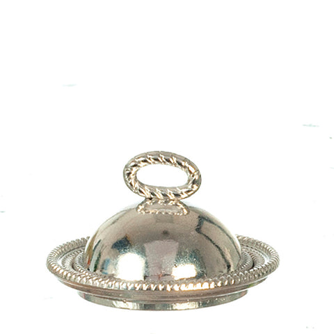 Round Silver Serving Tray with Dome Cover