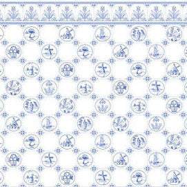 Wallpaper, Dutch Tile, Blue and White
