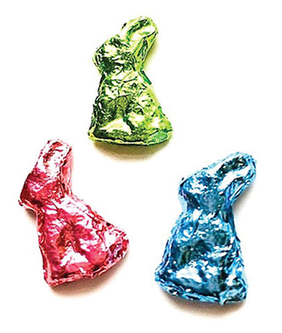 Trio of Chocolate Bunnies in Foil