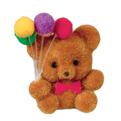 Flocked Bear with Balloons