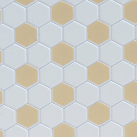 Tile Floor, Beige/White Hexagon