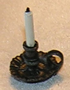 Chamber Candleholder, Fluted, Black with Candle