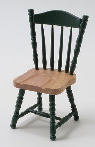 Kitchen Chair, Hunter Green and Oak Spindle Back
