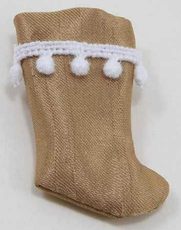 Christmas Stocking, Gold with White Tassels