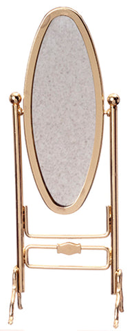 Cheval Standing Mirror, Brass