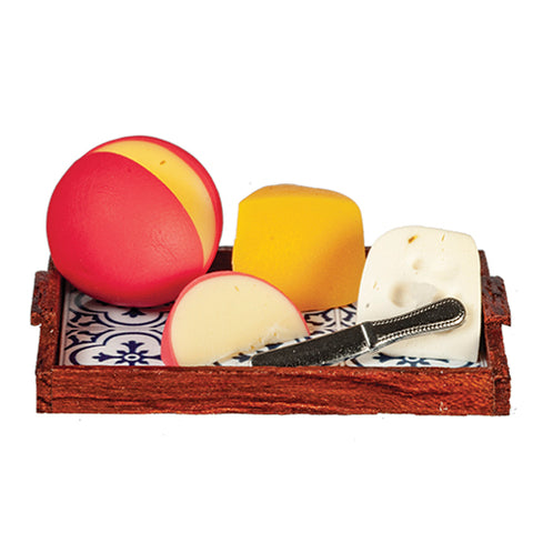 Wooden Tray with Assorted Cheeses