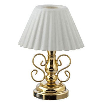 LED Battery Table Lamp, Ornate with Fluted Shade