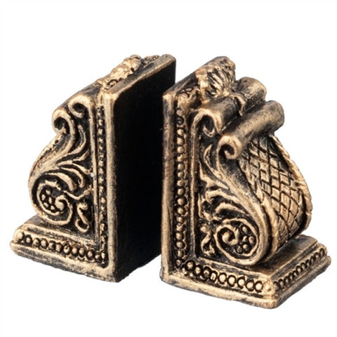 Bookends, Scroll Design, Resin "Bronze", Discontinued.