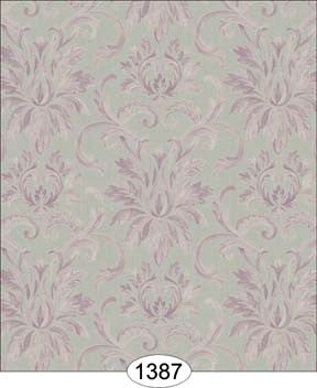 Wallpaper - Silk Damask - Purple on Grey