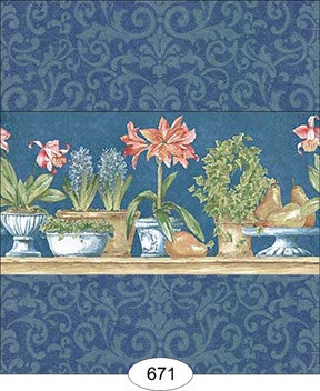 Wallpaper - Potted Plants - Blue