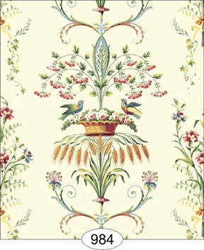 Neoclassic Wheat Bird, Floral Cream Wallpaper