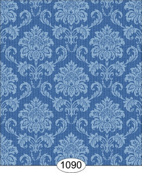 Cottage Damask, Blue, Wallpaper