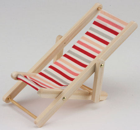 Beach Chair, Wood Finish with Stripes