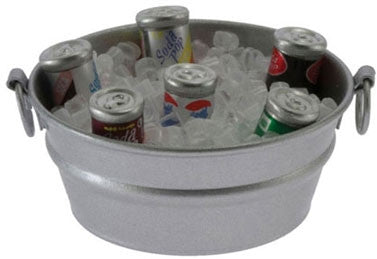 Tub with Ice and Canned Drinks