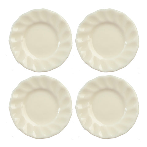 White Fluted Plates, Set of Four