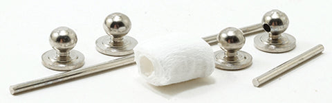 Silver Towel and Toilet Paper Holder Set