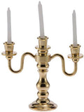 3-Arm Candelabra, Brass with White Candles
