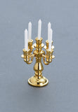 5-Arm Candelabra, Brass with White Candles