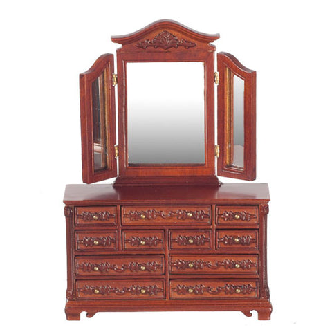 Dresser with Three Way Mirror, Walnut, LIMITED STOCK