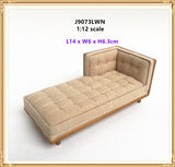 Mid Century Sectional Chaise, Beige and Walnut