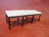Bench, Black with White Linen