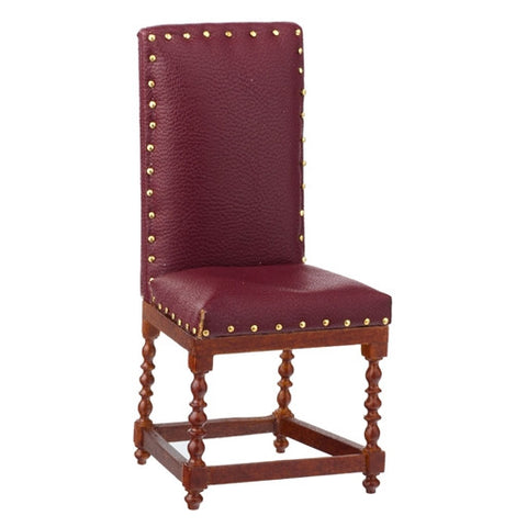 Leather Desk Chair with Studs, Burgundy by JBM