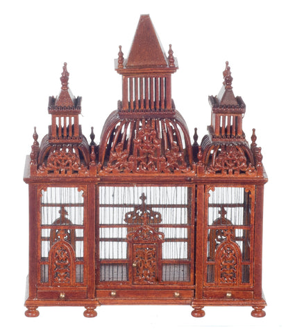 Victorian Birdcage with Birds, New Walnut