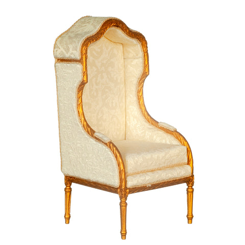 Hooded Porter Chair, Cream and Gold