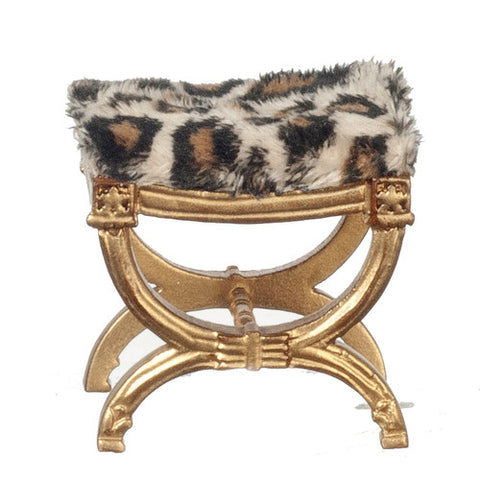 Gold and Leopard Stool, Italian Style