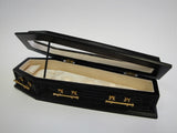Coffin, Black and Bronze with Glass Top