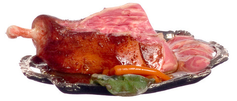 Sliced Ham Roast on Silver Platter